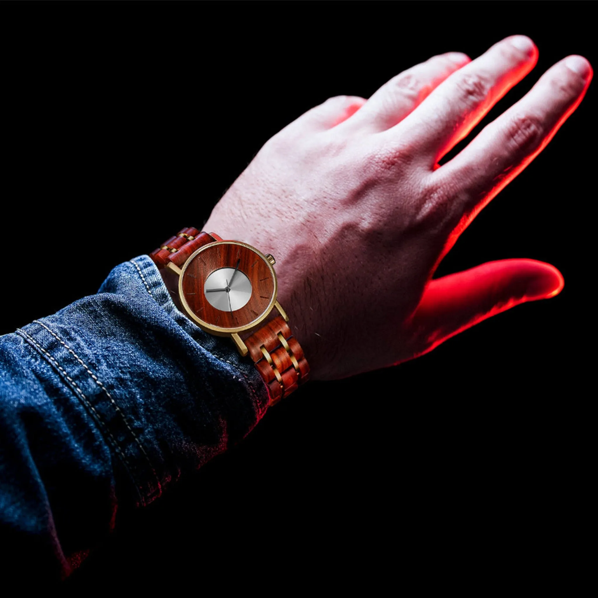 Bergen - Gold & Red Sandalwood Minimal Watch