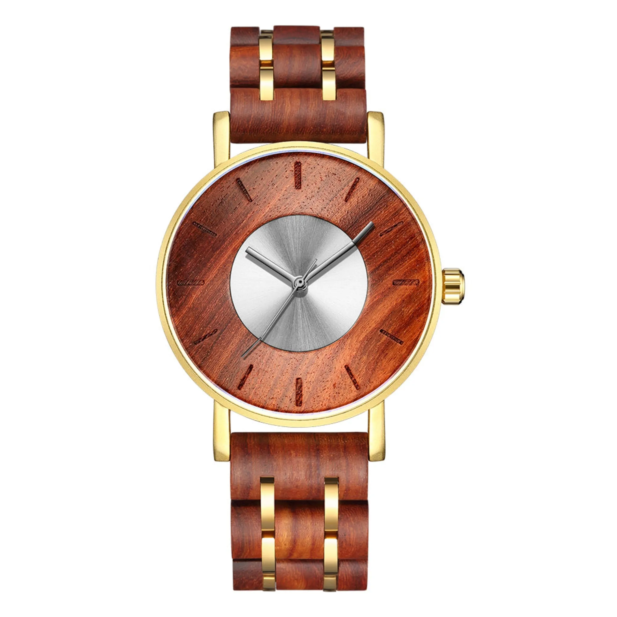 Bergen - Gold & Red Sandalwood Minimal Watch