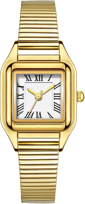 BESTKANG Women Watch Square Stainless Steel Waterproof Analog Quartz Roman Numerals Watch