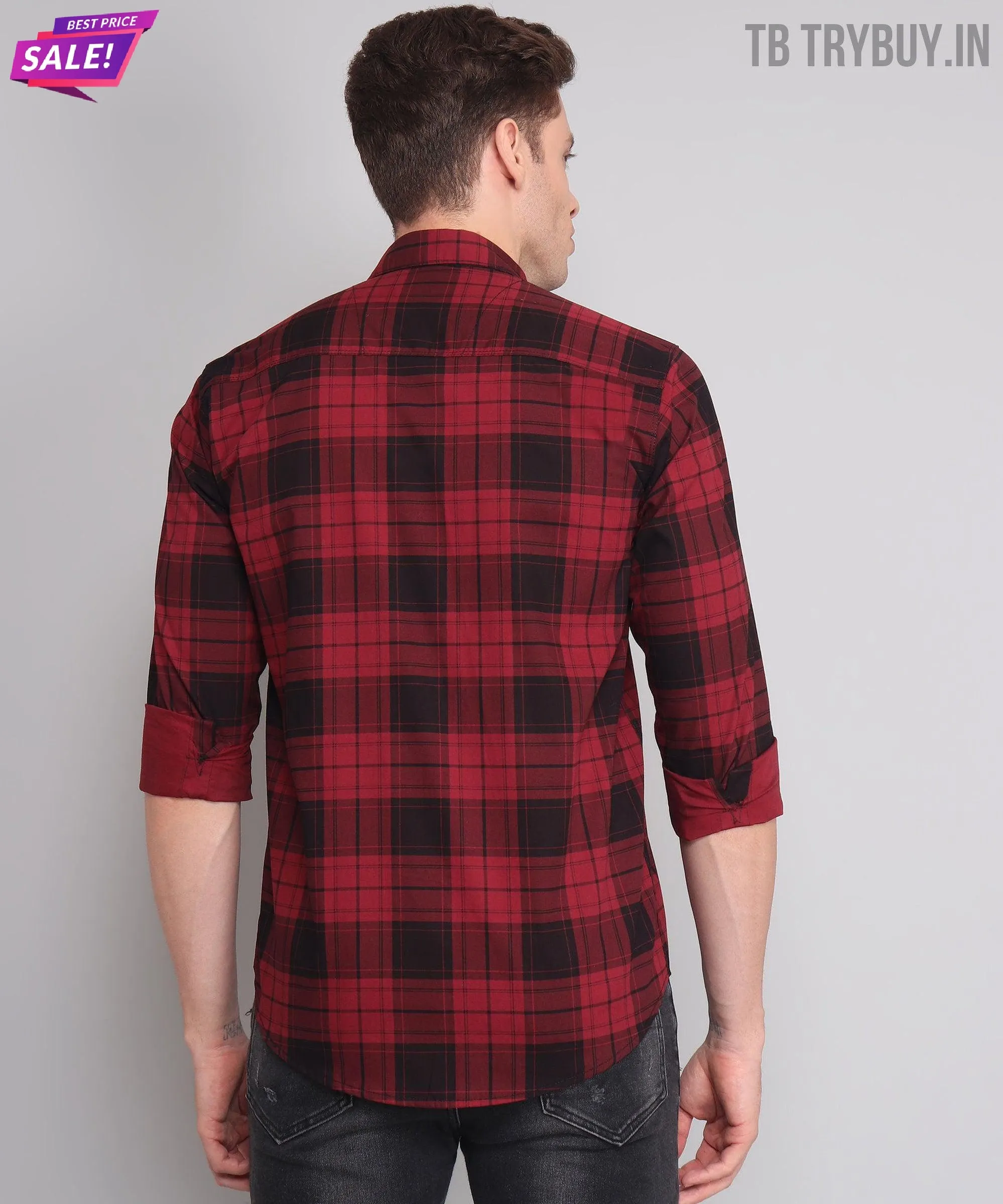 Black Red Checks Men's Shirt