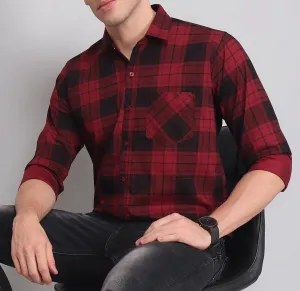 Black Red Checks Men's Shirt
