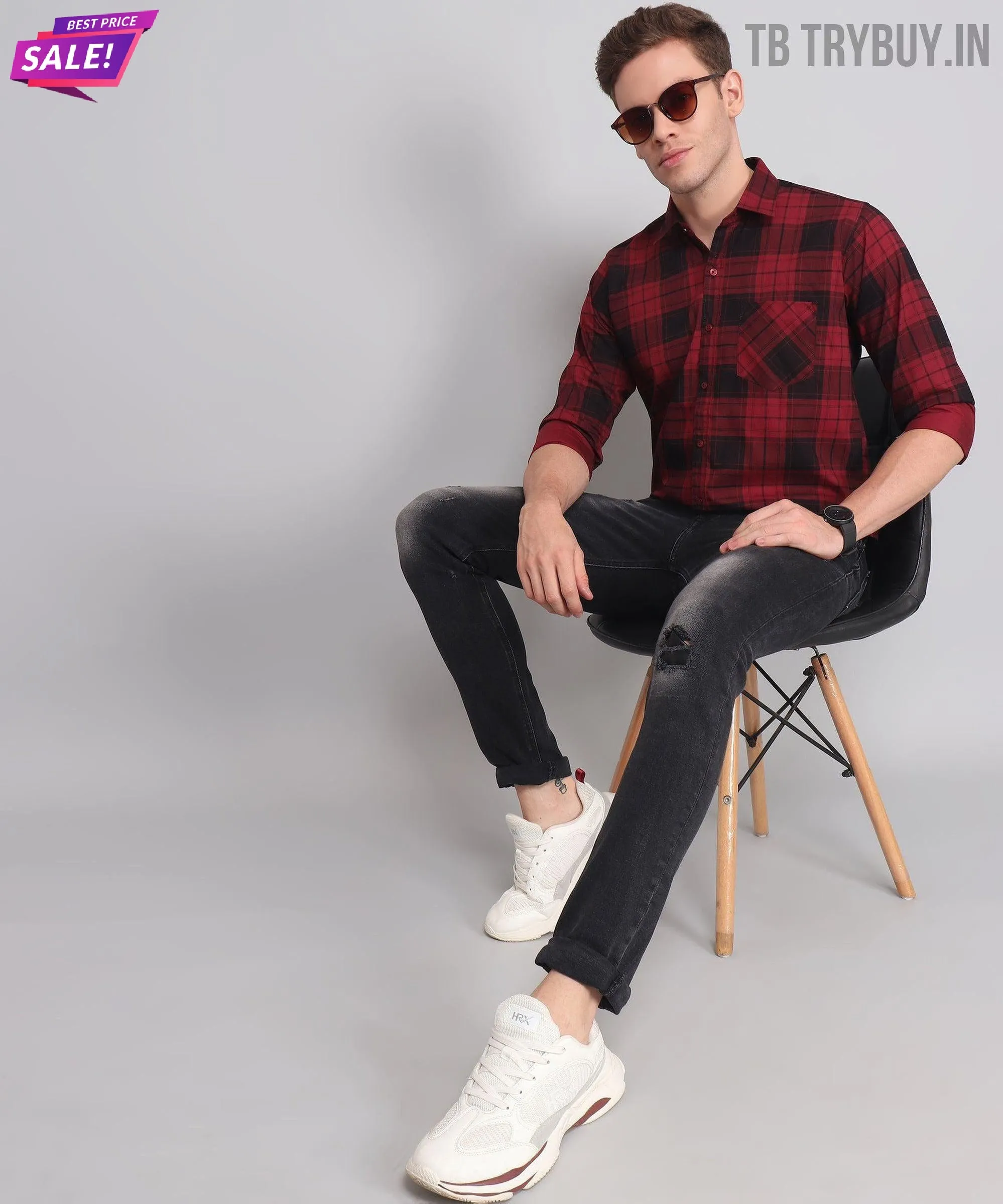 Black Red Checks Men's Shirt