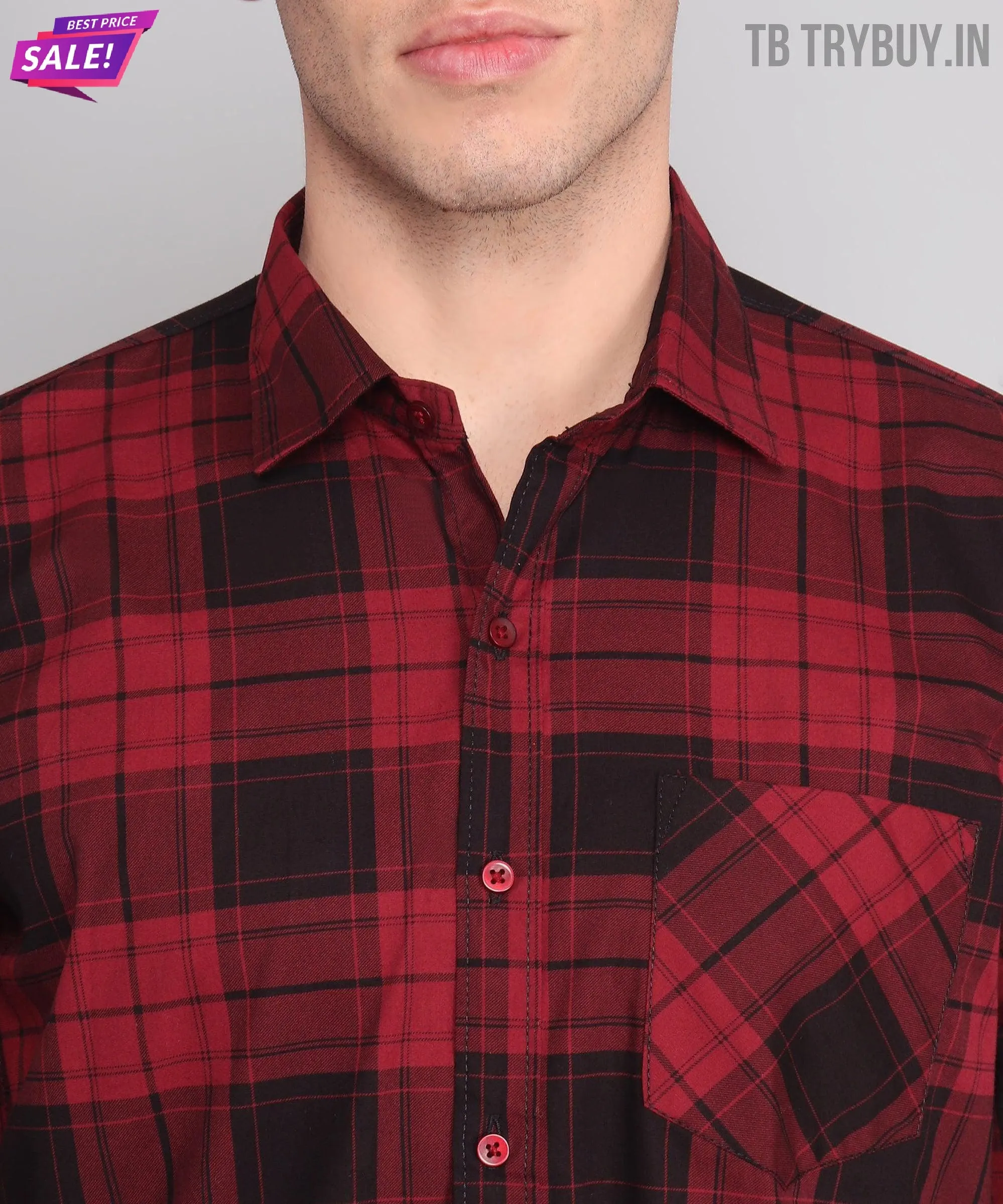 Black Red Checks Men's Shirt