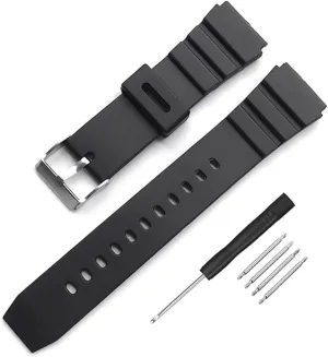 Black Silicone Rubber Replacement Divers Watch Band Strap 18mm 20mm 22mm for men (18mm, Black-B)