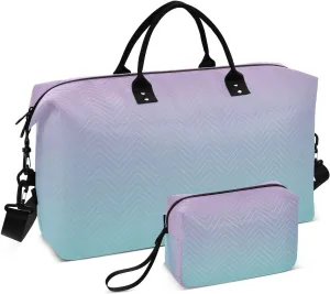 Blue Gradient Travel Duffle Bag Duffel Bags Large Weekender Bag Carry On Duffel Bag Gym Bag with Toiletry Bag Garment Duffle Bags for Airplanes Women Men Yoga Sports Trip Adults