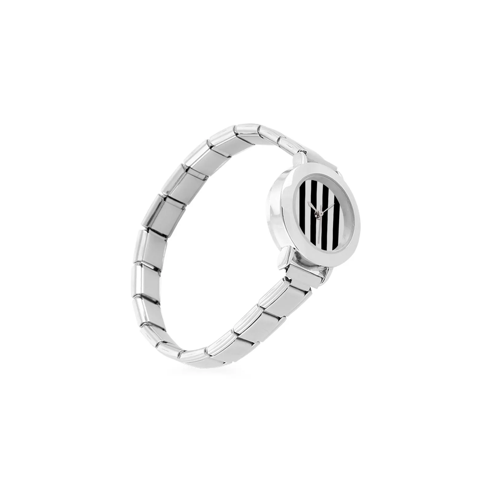 bold black white striped print Women's Italian Charm Watch(Model 107)