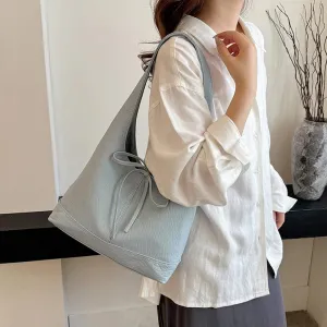 Bow Slouchy Tote Bags for Women Work Bags Cute Slouchy Bag Soft Leather Hobo Handbag Office Tote Handbag