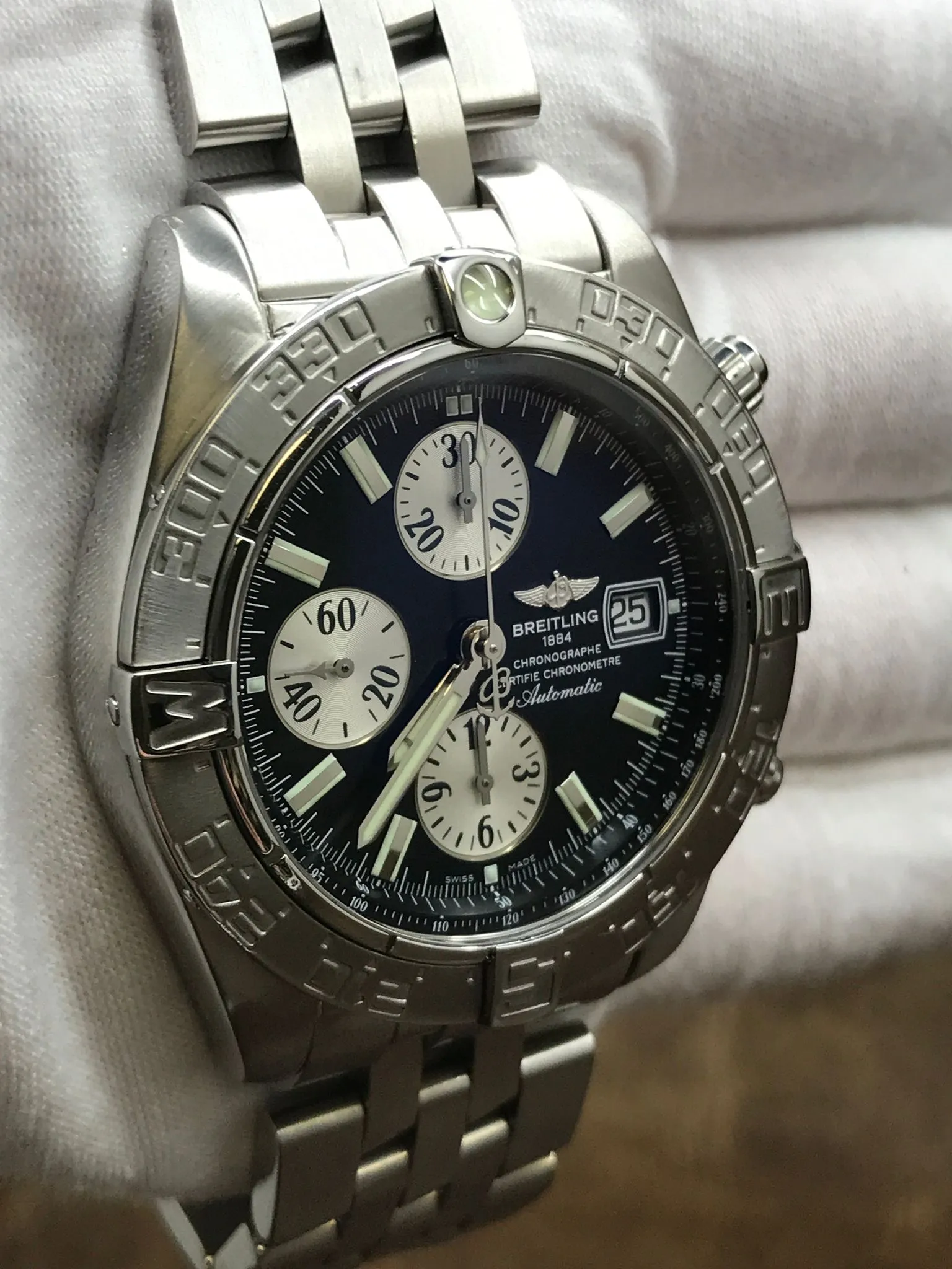 Breitling Galactic 44mm Chronograph A13364 Black Panda Dial Automatic Men's Watch