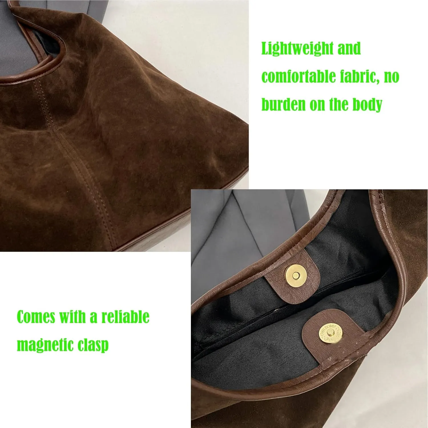 Brown Purses for Women Suede Tote Bag Hobo Bag Suede Fall Purses Shoulder Bag Handbags Brown Cross Body Bag