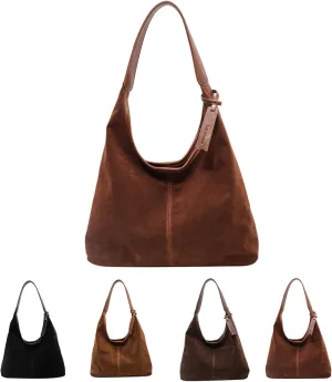 Brown Purses for Women Suede Tote Bag Hobo Bag Suede Fall Purses Shoulder Bag Handbags Brown Cross Body Bag