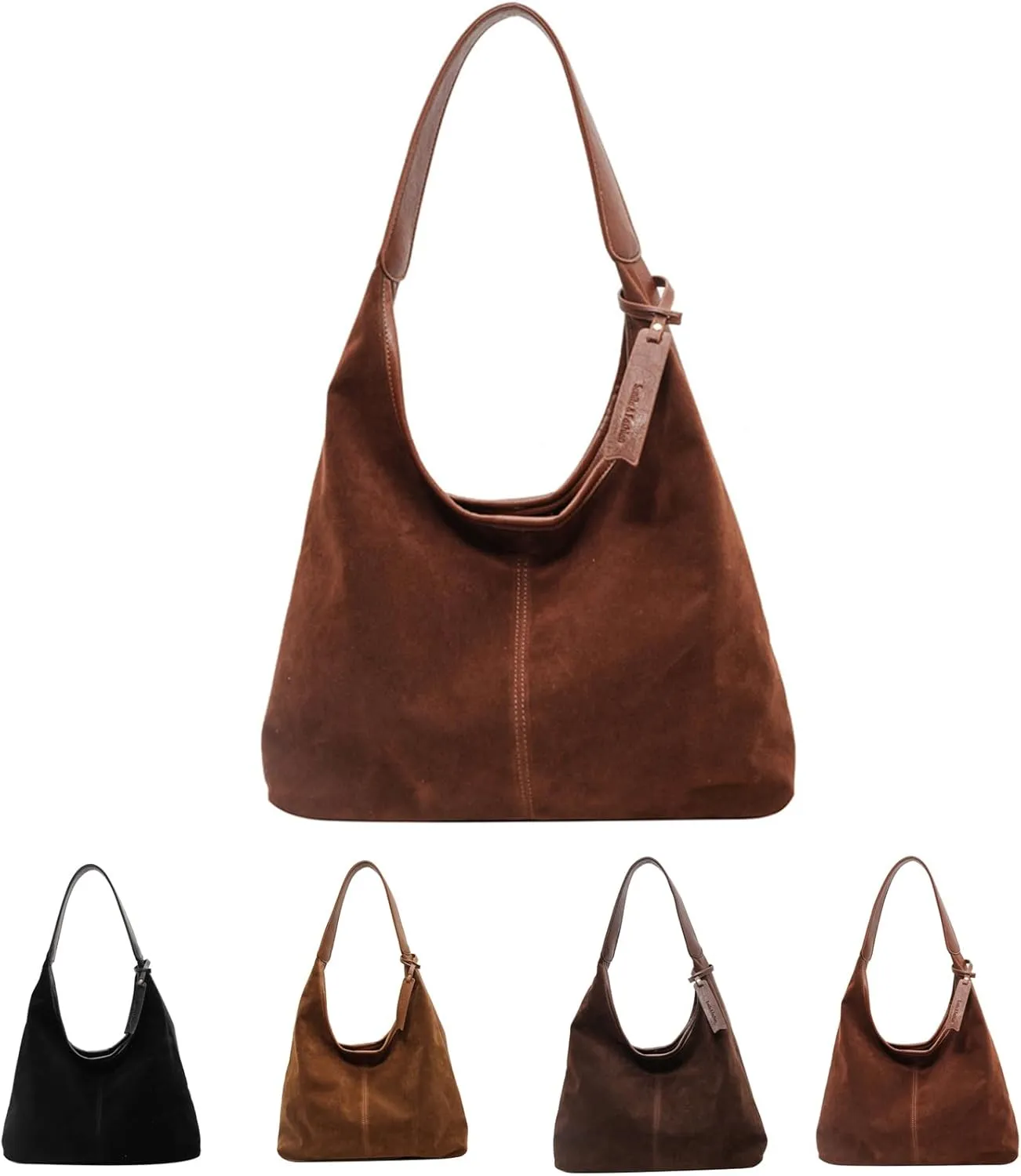 Brown Purses for Women Suede Tote Bag Hobo Bag Suede Fall Purses Shoulder Bag Handbags Brown Cross Body Bag