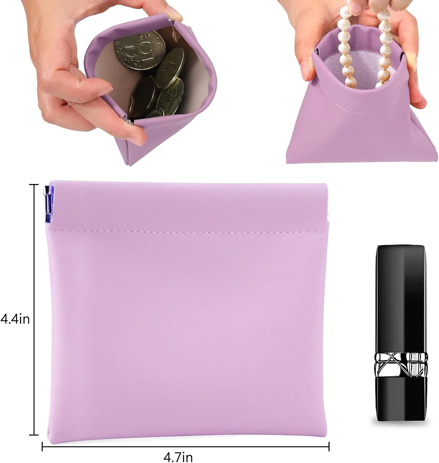 BUSOHA 8PCS Snap Closure Organizer Pouch, Small Women's Leather Pouches for Purse, Mini Makeup Bag for Cosmetics Headphones Jewelry Lipstick