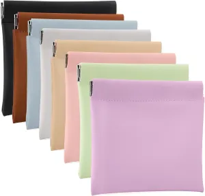 BUSOHA 8PCS Snap Closure Organizer Pouch, Small Women's Leather Pouches for Purse, Mini Makeup Bag for Cosmetics Headphones Jewelry Lipstick