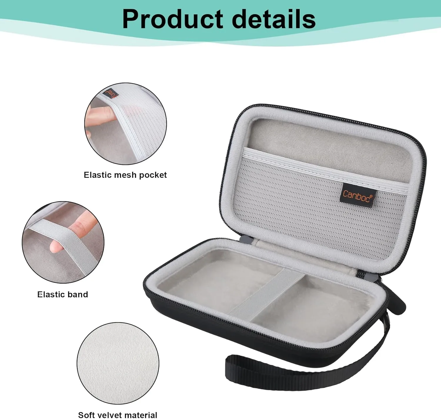 Canboc Digital Camera Case for CAMKORY/Sevenat/Lecran/Besungo/VAHOIALD/BEVLXNIV/IWEUKJLO Video Vlogging Camera and Other Compact Portable Mini Teens Cameras, Mesh Bag fit Cable, Black