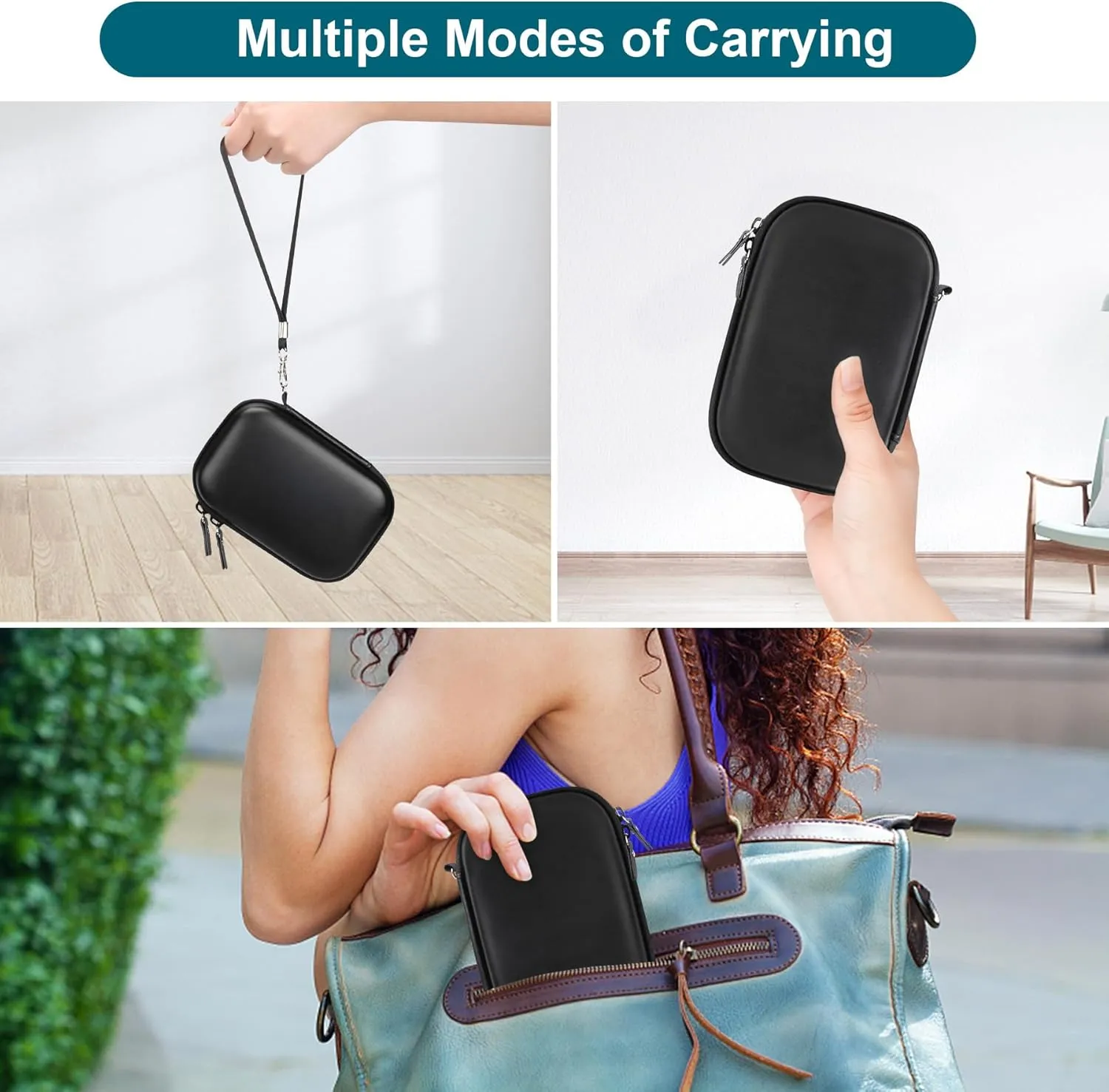 Canboc Digital Camera Case for CAMKORY/Sevenat/Lecran/Besungo/VAHOIALD/BEVLXNIV/IWEUKJLO Video Vlogging Camera and Other Compact Portable Mini Teens Cameras, Mesh Bag fit Cable, Black