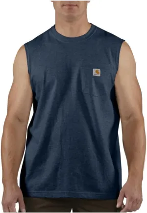Carhartt Men's Workwear Pocket Sleeveless Midweight T-Shirt Relaxed Fit,Navy,Small