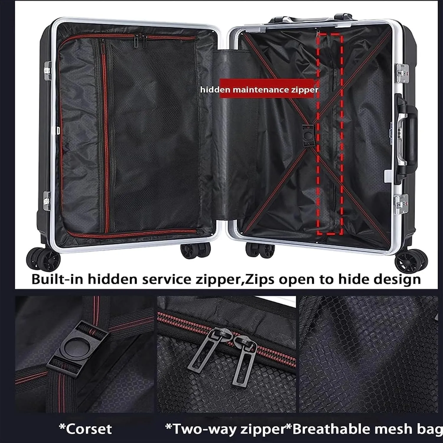 Carry-on Suitcase Luggage Charging Port Suitcases Combination Lock with Universal Wheels Luggage Safe Carry-on Suitcases Carry On Luggages,A-20 in (H 26 in)