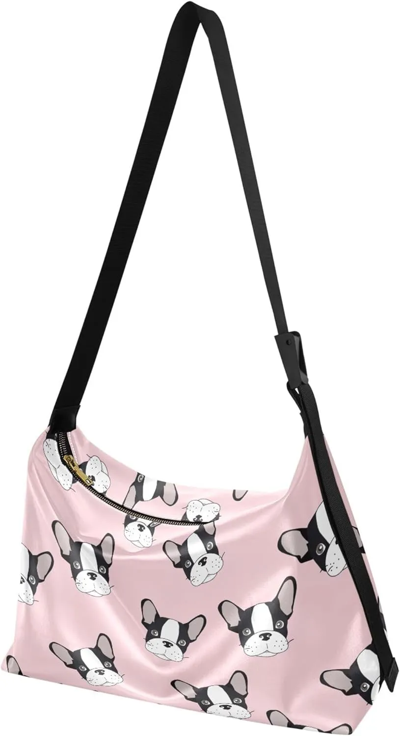 Cartoon Llama Alpaca Grey Soft Leather Hobo Bags for Women Large Crossbody Bags Animal Print Crossbody Hobo Purses