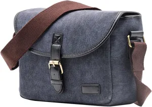 Casual Campus Camera Bag for DSLR Cameras, Waterproof Shoulder Bag PU Canvas Pouches Cushioned Interior for School