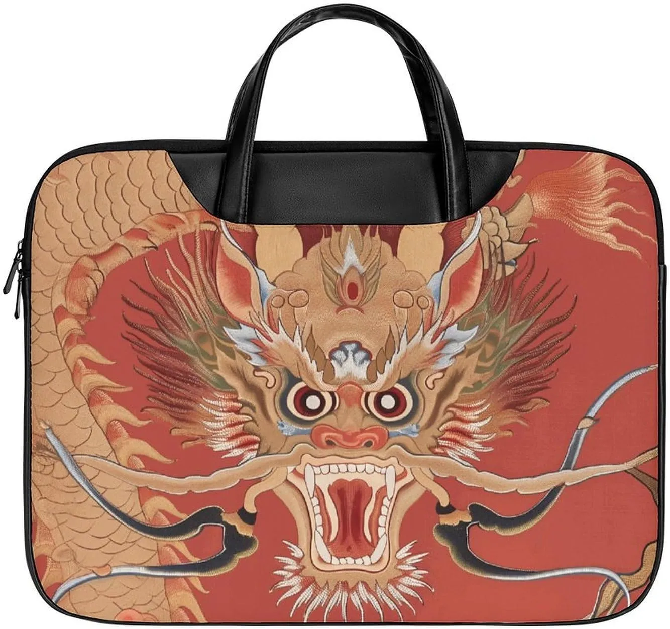Chinese Dragon Leather Laptop Bag Laptop Briefcase Waterproof Durable Portable Bag Portable Laptop Bag Business Office 16.5 * 12.6IN