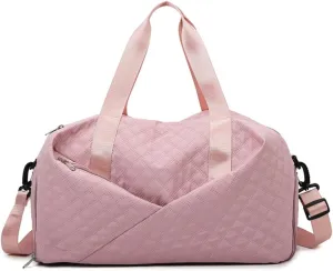 ChuLian Pink Duffle Bag for Women - Personalized Weekender Bags - Quilted Travel Duffel - Monogrammed Overnight Bags - Duffel Bag - Hospital Bag - Pink