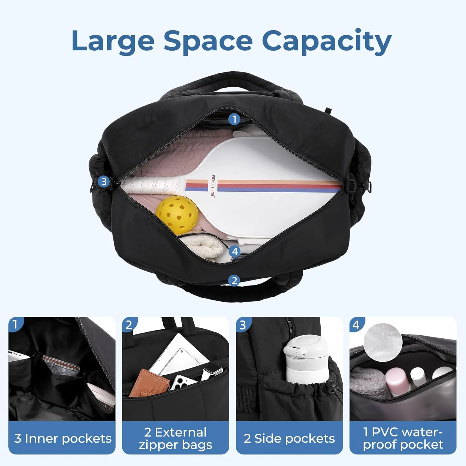CLUCI Duffle Bag for Travel, Gym Bag for Women, Puffer Tote Small Carry On Bag, 30L Duffle Weekender Bags with Wet Pocket