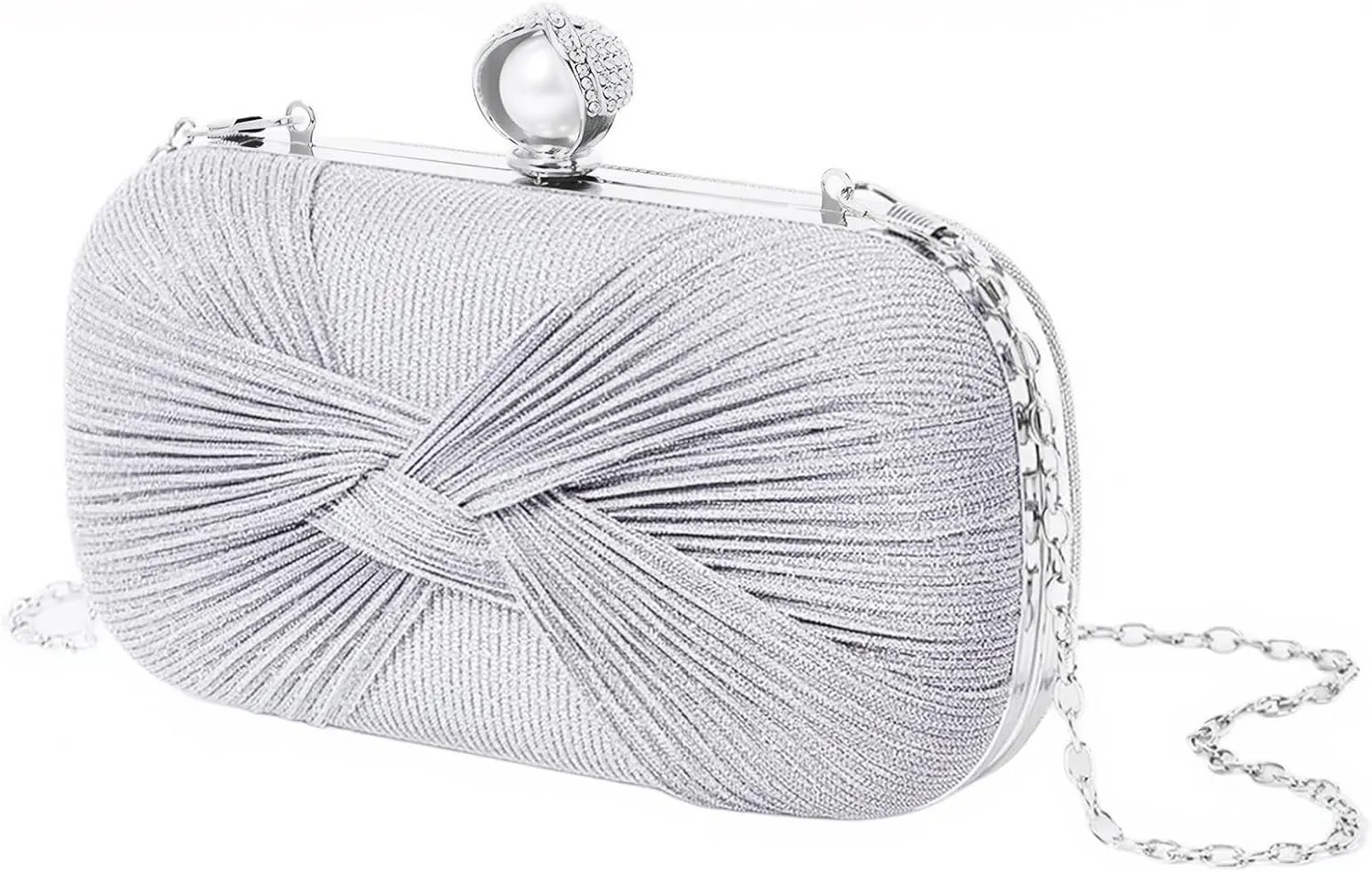 Clutch Purses for Women Handbags Shiny Pleated Wedding Clutch Bag Purses with Chain,Wedding Prom Party Club