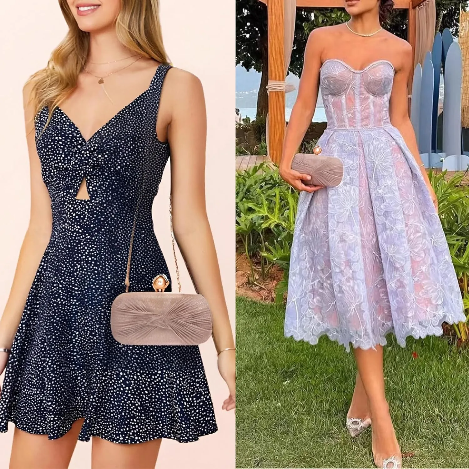 Clutch Purses for Women Handbags Shiny Pleated Wedding Clutch Bag Purses with Chain,Wedding Prom Party Club