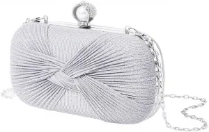 Clutch Purses for Women Handbags Shiny Pleated Wedding Clutch Bag Purses with Chain,Wedding Prom Party Club