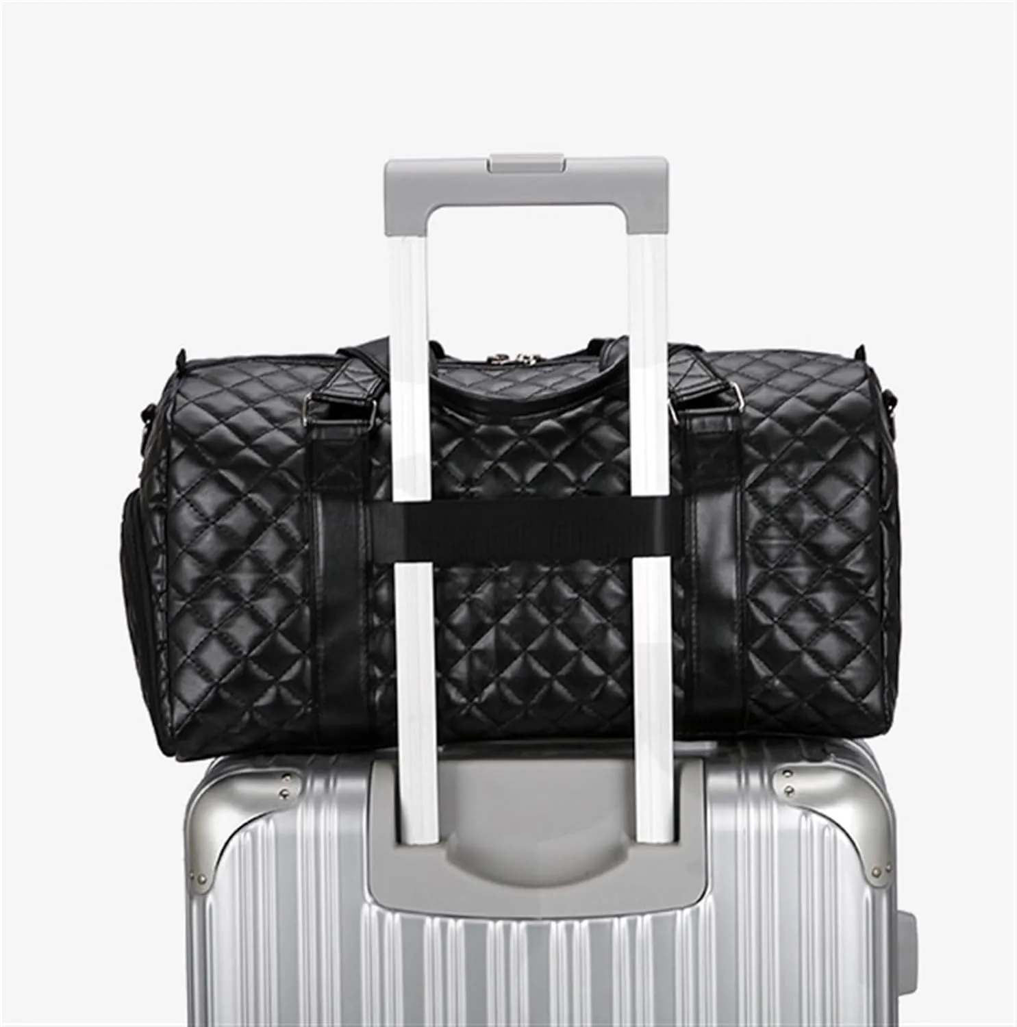 Convertible Suit Travel Bag 20in Duffle Bag For Women,PU Leather Large Weekender Overnight Sleepover With Shoe Pouch hanging garment duffel bag (Color : A, Size : 530 * 260 * 270mm)
