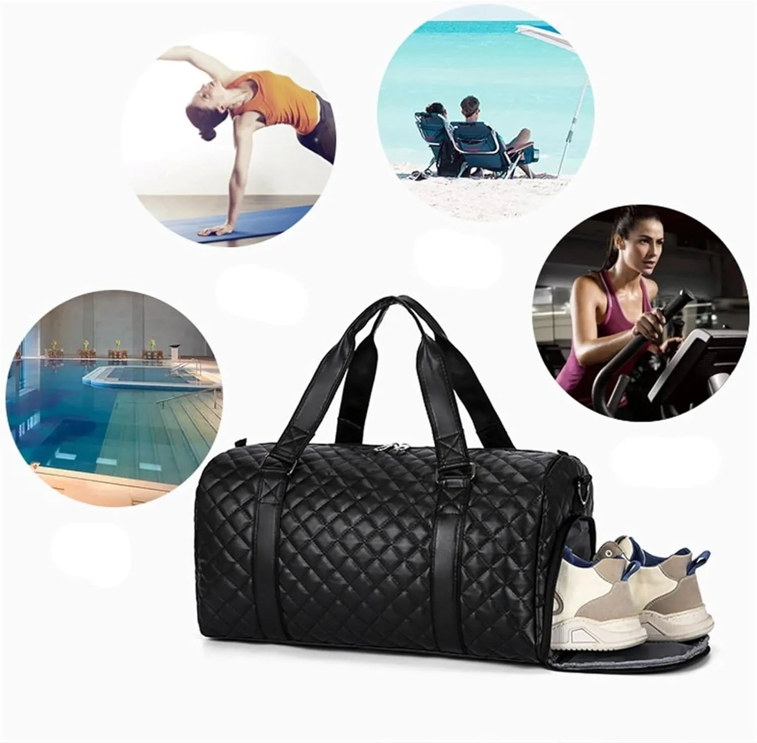 Convertible Suit Travel Bag 20in Duffle Bag For Women,PU Leather Large Weekender Overnight Sleepover With Shoe Pouch hanging garment duffel bag (Color : A, Size : 530 * 260 * 270mm)