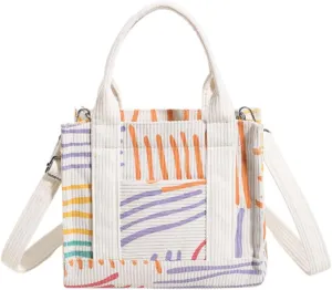 Corduroy Tote Bag Trendy Handbag for Women Fanshion Shoulder Bag with Zipper Crossbody Bag with Adjustable Strap