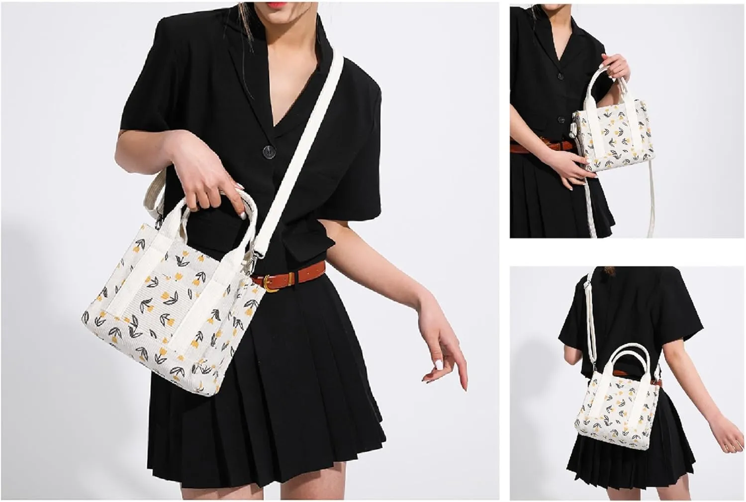 Corduroy Tote Bag Trendy Handbag for Women Fanshion Shoulder Bag with Zipper Crossbody Bag with Adjustable Strap