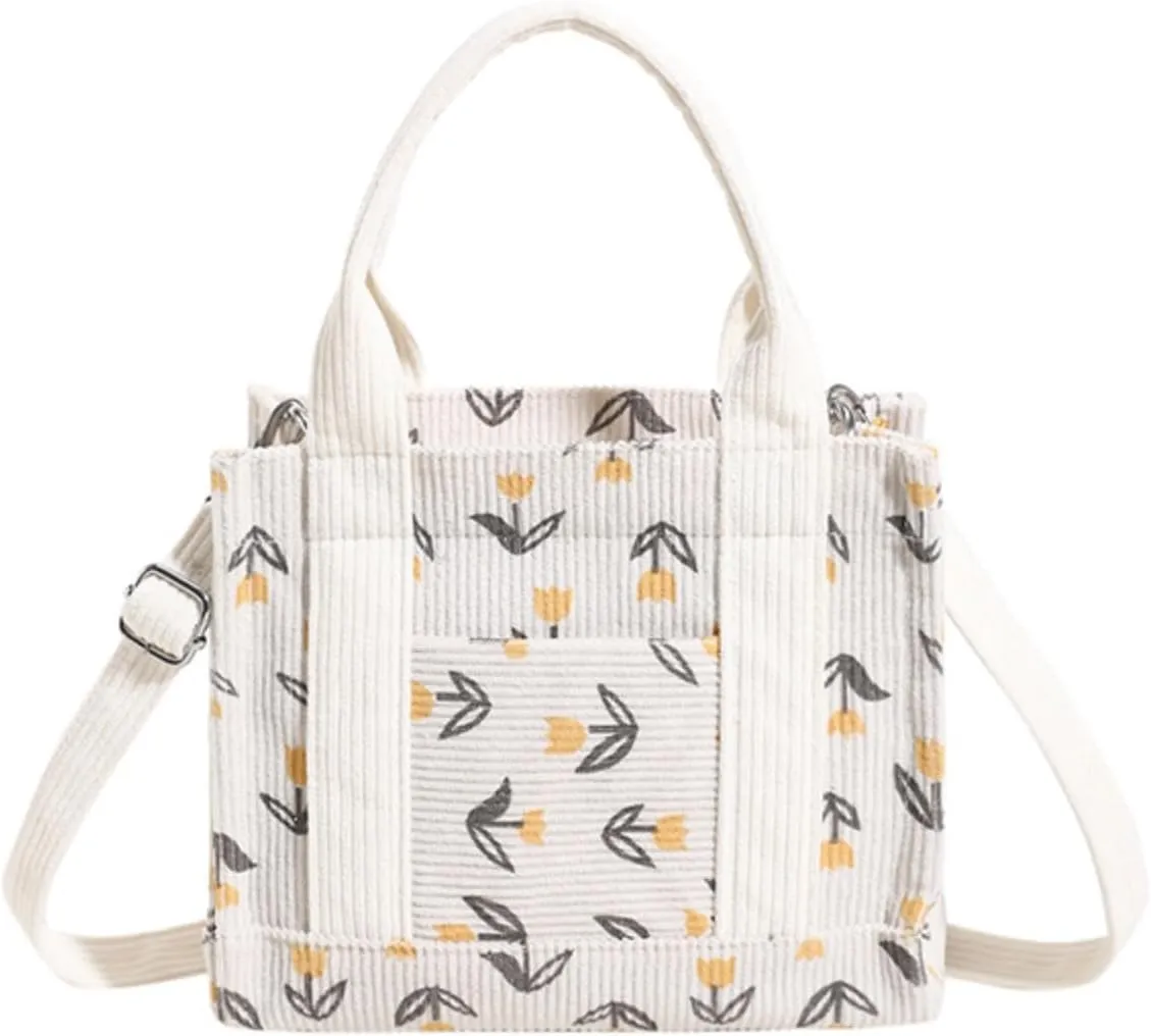 Corduroy Tote Bag Trendy Handbag for Women Fanshion Shoulder Bag with Zipper Crossbody Bag with Adjustable Strap