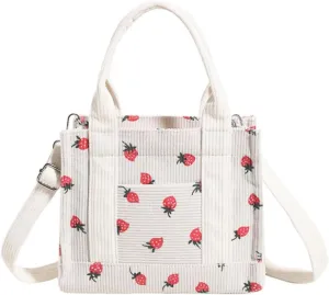 Corduroy Tote Bag Trendy Handbag for Women Fanshion Shoulder Bag with Zipper Crossbody Bag with Adjustable Strap