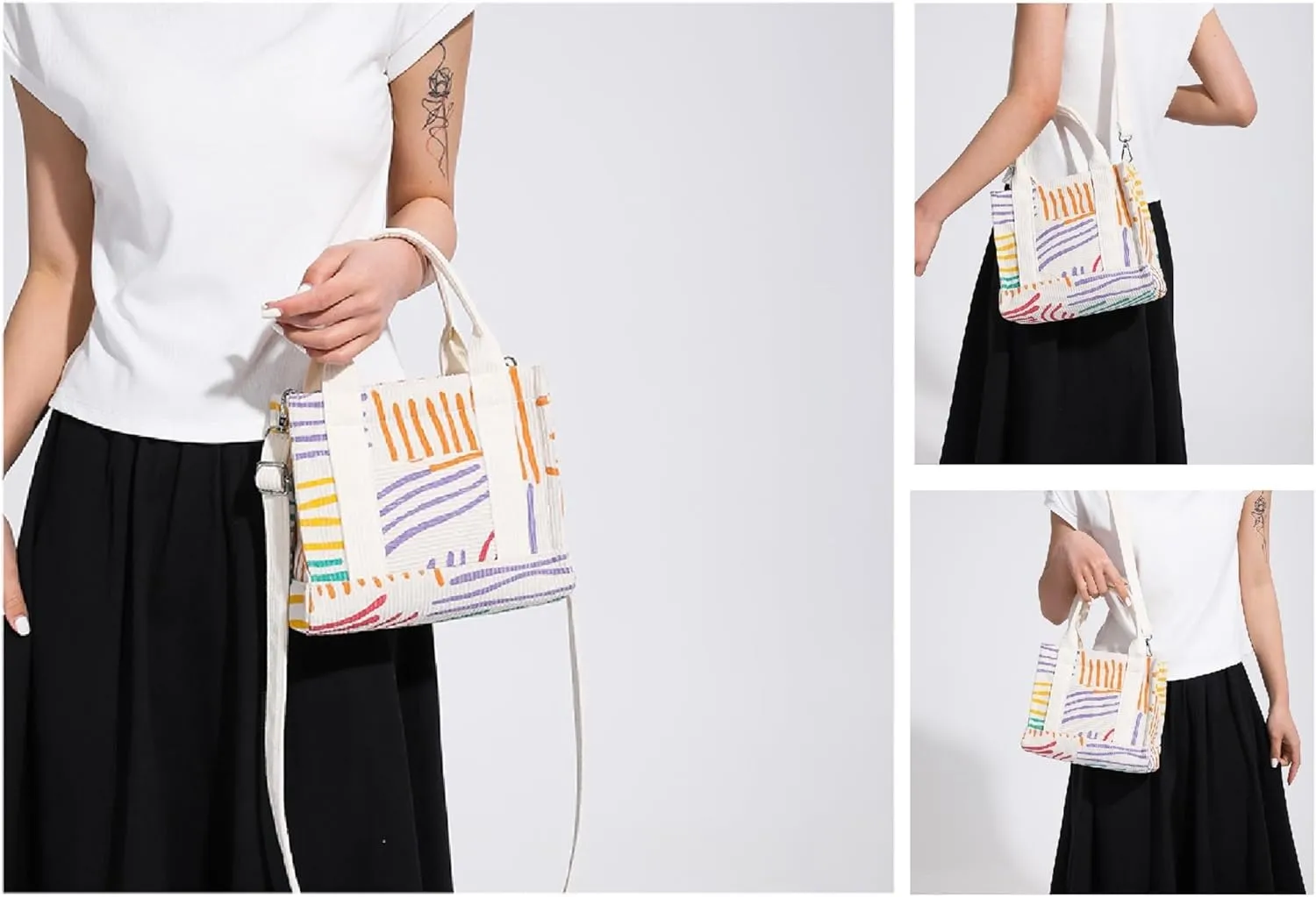 Corduroy Tote Bag Trendy Handbag for Women Fanshion Shoulder Bag with Zipper Crossbody Bag with Adjustable Strap