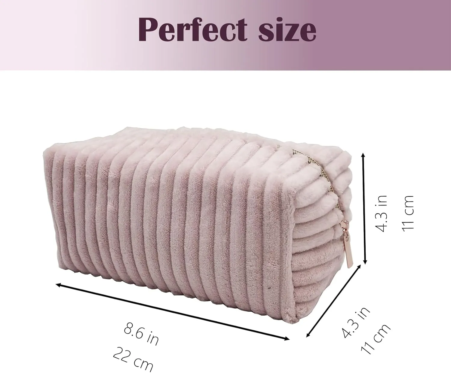 Cosmetic Bag for Purse, Corduroy Makeup Bag for Women Toiletry Bag Small Travel Makeup Bag Cute Makeup Bags Skincare Bag Makeup Pouch Organizer, Pink