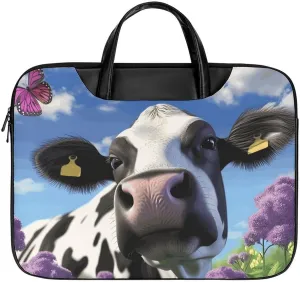 Cow Butterfly Leather Laptop Bag Laptop Briefcase Waterproof Durable Portable Bag Portable Laptop Bag Business Office 16.5 * 12.6IN