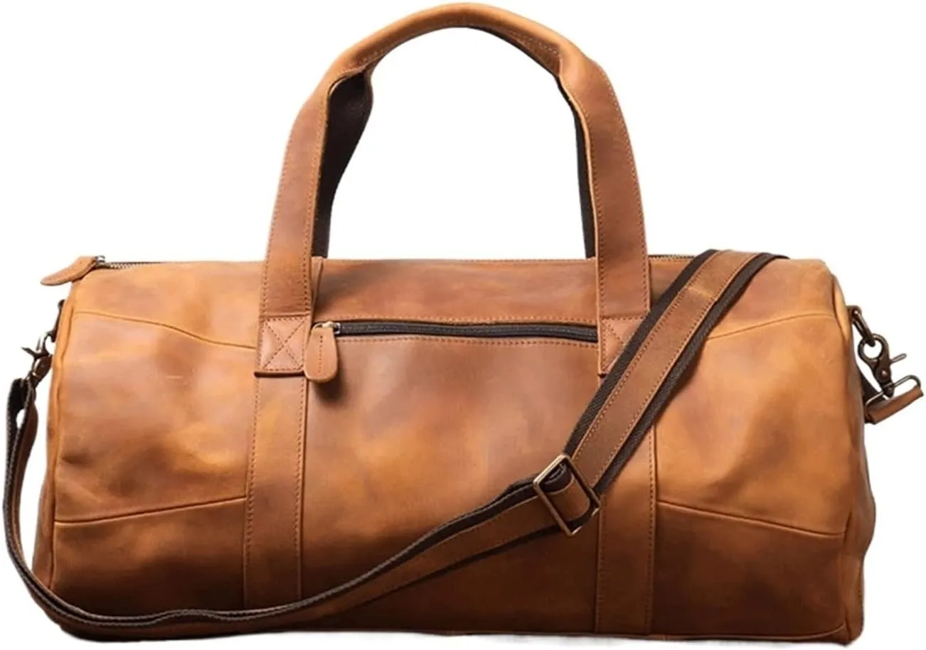 Cowhide Leather Duffle Weekender Bags Carry on Messenger Bag Men's Vintage Duffel Travel Bag Tote Bags
