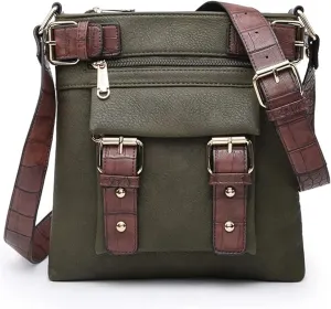 Crossbody Bags for Women Multi Pocket Shoulder Bag Soft Vegan Leather Handbag Medium Travel Purses Cross Body Bags