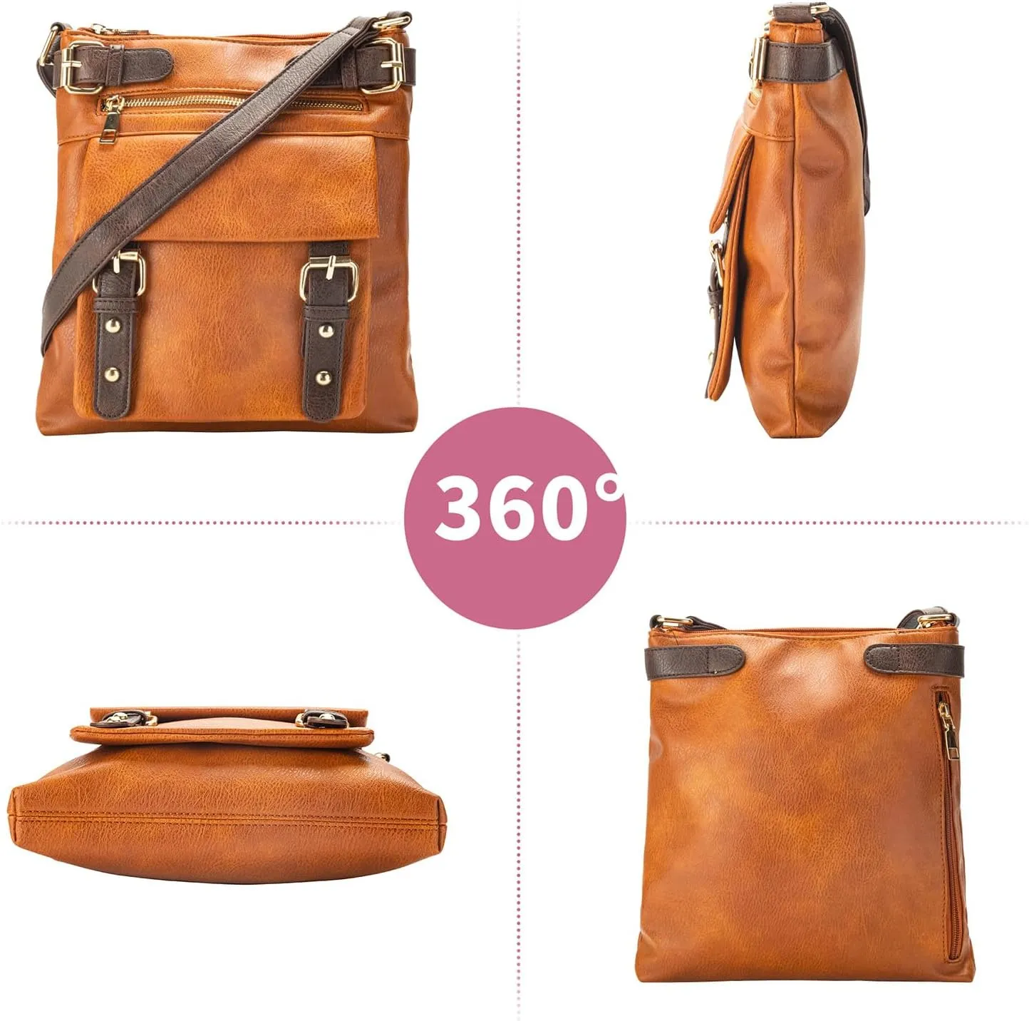 Crossbody Bags for Women Multi Pocket Shoulder Bag Soft Vegan Leather Handbag Medium Travel Purses Cross Body Bags