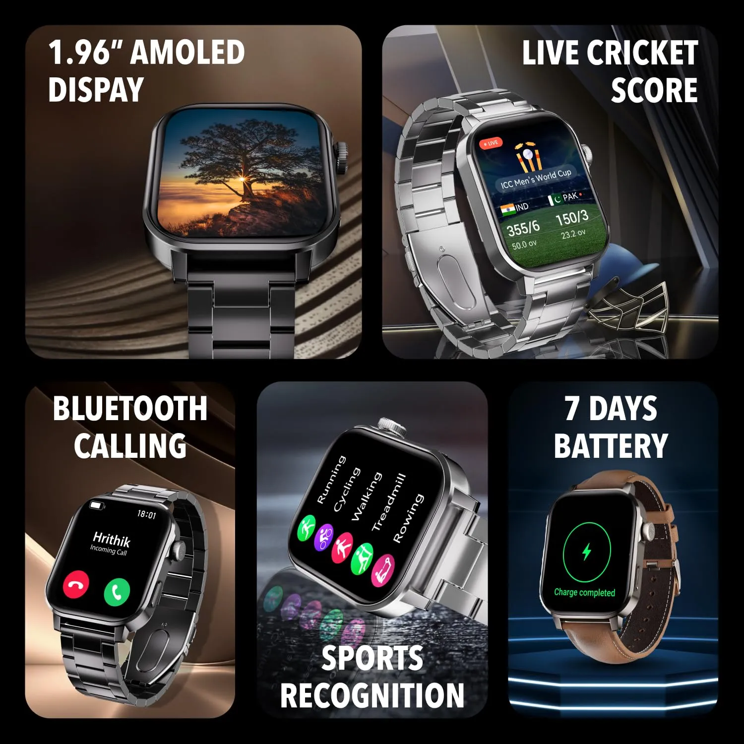 Cultsport Newly Launched Ace X Luxe Smartwatch, (Blue Leather)