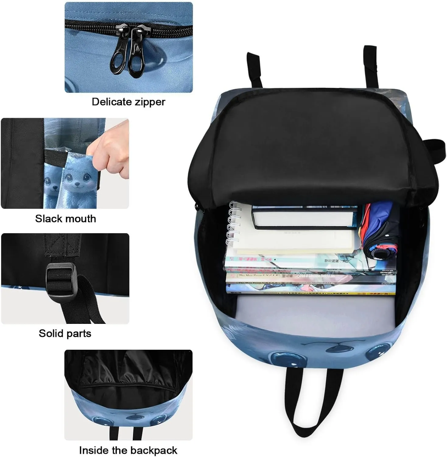 Cute Blue Bear Cub Bookbag Waterproof Soft Cooler, Simple Modern Backpack