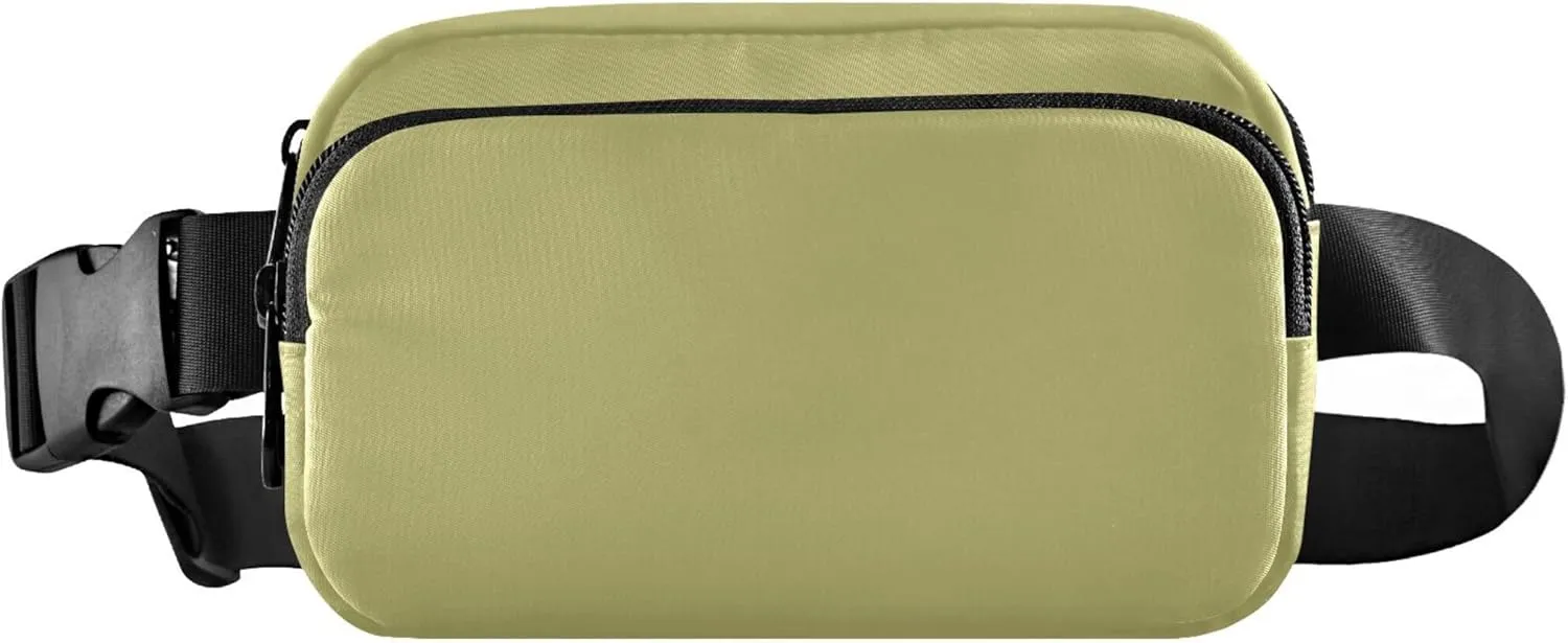 Dark Khaki Fanny Packs for Women Bright Belt Bag Hip Pack Waterproof Waist Pouches for Men