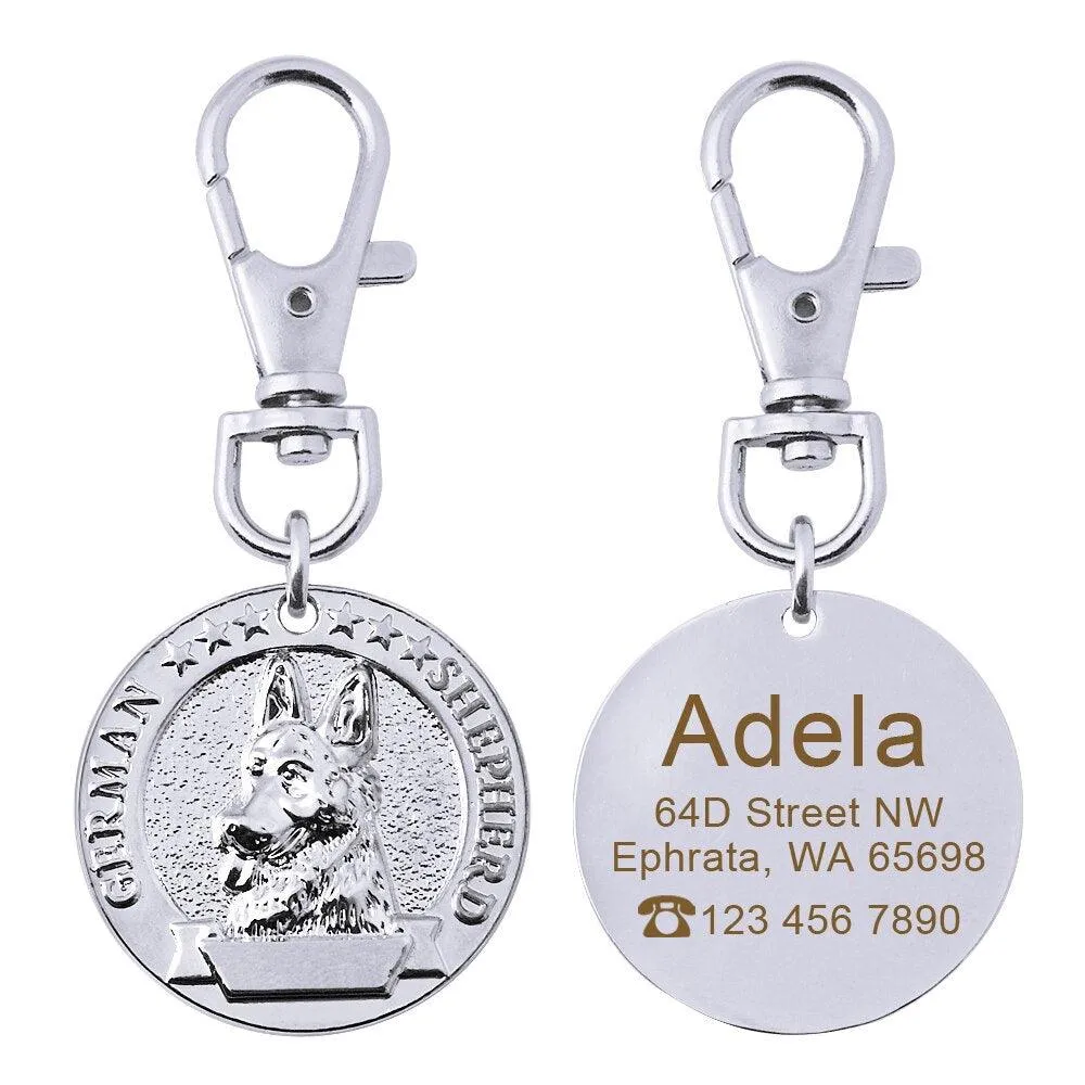 Dog's Custom Engraving Design Silver ID Tag