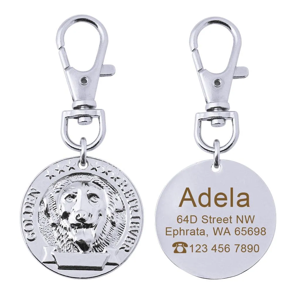 Dog's Custom Engraving Design Silver ID Tag