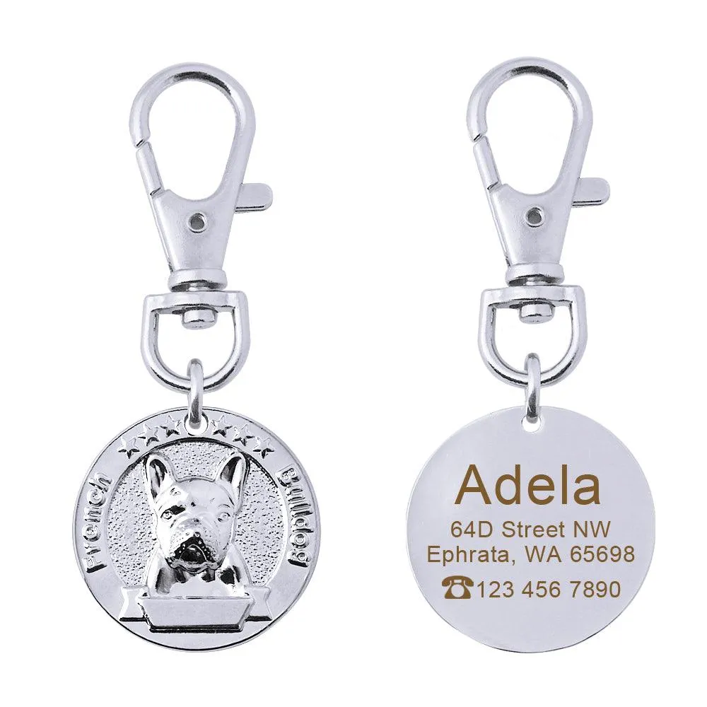Dog's Custom Engraving Design Silver ID Tag