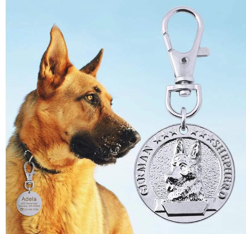 Dog's Custom Engraving Design Silver ID Tag