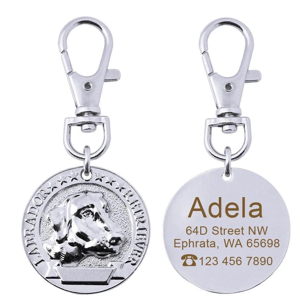 Dog's Custom Engraving Design Silver ID Tag