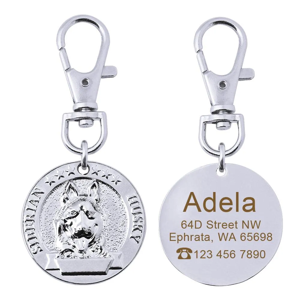 Dog's Custom Engraving Design Silver ID Tag